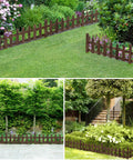 Solid Fir Wood Garden Picket Fence Edging Kit With Five Panels For Yard Border And Plant Beds Approximately 178 By 22 Inches Durable Outdoor Fence System That Is Flexible And Simple To Install installed in garden