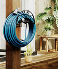 Heavy Duty Metal Hose Holder Wall Mount For Outdoor Yard Solid Iron Garden Hose Reel Organizer Waterproof Powder Coated Rustproof