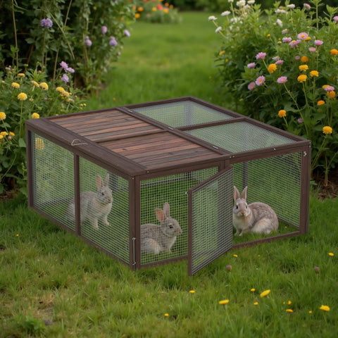 Weatherproof Wooden Chicken Coop Pen With Folding Rabbit Run No Fuss Setup dual access doors visible in garden setting