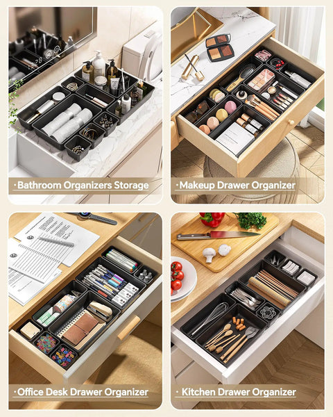 25 Piece Plastic Drawer Organizer Set With Four Practical Sizes For Bathroom And Desk Vanities Modular Divider Bins Keep Your Storage Looking Pretty Dang Slick And Super Easy