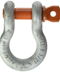 Alloy Anchor Shackle With Galvanized Screw Pin For Heavy Duty Lifting, 9.5 Ton Working Load Limit, 7/8 Inch, Built From SBQ Steel, Meets RR-C-271 Standards, close-up front view