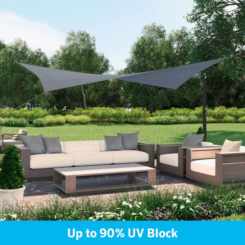 Easy Install Shade Sail With Pre Attached Ropes No Tools Needed 11 Ft 10 In By 8 Ft Rectangle Breathable Outdoor Sun Shade Blocks 90 Percent UV For Patios Gardens And Seasonal Use Steel Construction installed over patio furniture