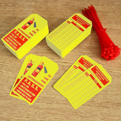 Keep Your Facility Legit With This Solid 160 Piece Fire Extinguisher Inspection Tag Set Featuring Adjustable Yellow Zip Ties For Fast Monthly Checks And Straight Up Compliance