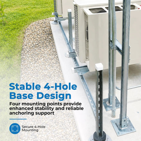 Heavy Duty Galvanized Strut Post Base Single Channel 1-5/8 Inch Side Mount 6x6 Inch Square Four Mounting Holes Zinc Plated Fence Post Base Pack Of Five Built To Last And Corrosion Resistant