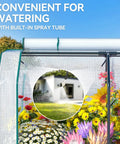 Self Watering Galvanized Raised Garden Bed With Legs And PE Cover For Vegetables And Flowers Outdoor Elevated Planter Box 48 By 24 By 56 Inches Easy Hands Free Watering For Backyard Patio Balcony showing built-in spray irrigation system.