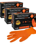 Built Tough 8 Mil Orange Nitrile Gloves Rock Solid Diamond Grip Heavy Duty Shop Beaters For Daily Grind And Auto Repair Crush Proof Industrial Safety Gear 300 Count Size X Large Powder Latex Free with orange glove and boxes