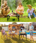 Portable Folding Table For Camping And BBQ, Lightweight Metal Side Table with outdoor gatherings, mesh top, 23 x 15 inches