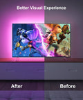 LED TV Backlight Kit 16.4 Feet RGB Strips for 55-75 Inch TV with App Remote, Music Sync, ambient lighting effect.