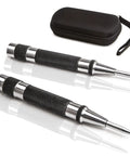 Heavy Duty Automatic Center Punch Set For Metal By ALLY Tools with hardened steel, knurled cap, two punches, and hard shell case visible.