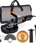 Beast Heavy Duty 7 Inch Concrete Grinder Kit With Dust Extraction Shroud And 2400W 15A Motor Delivers 6000 RPM For Fast Smooth Grinding Includes Diamond Cup Wheel 9 Inch Guard Carrying Bag And Auxiliary Handles