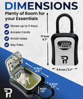 Dimensions of Rugged Outdoor Key Lock Box with 4 Digit Combination for Outside Key Storage, Weatherproof Zinc Alloy Safe Box