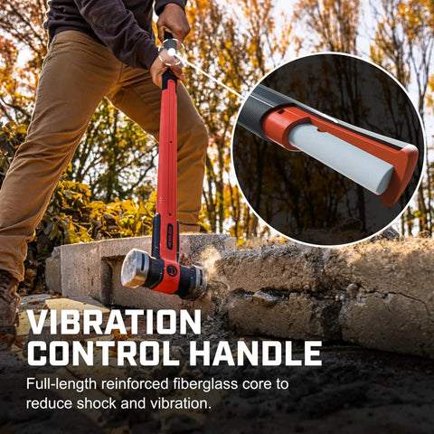 Person using Beast Mode 8 Lb Fiberglass Sledgehammer With Headlock System, Indestructible Overstrike Shield in outdoor demolition