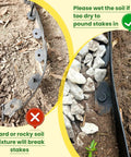 Easy Install Garden Border Edging Kit For Lawns And Flower Beds, flexible black edging in use with soil and rocks, 100 ft, 2 in tall