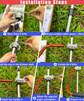 Installation steps for Ergonomic Trimmer Grip With Bracket Clamp For Weed Wacker Extension Handle with orange handle