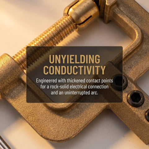 Top Notch Totority Welding Ground Clamp With Sturdy Spring And Electroplated Copper Earth Clip For Efficient Low Temp Rise Jobs At Shop Or In The Field, showcasing thickened contact points.