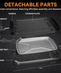 Bakers Friend 2 In 1 Electric Indoor Griddle And Grill With Reversible Non Stick Plate Silicone Mold And Removable Dishwasher Safe Parts for easy cleaning.