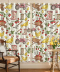 Farmhouse Style Light Filtering Curtains For Living Room And Kitchen, Rustic Strawberry Green Window Panels, 42x63 Inches