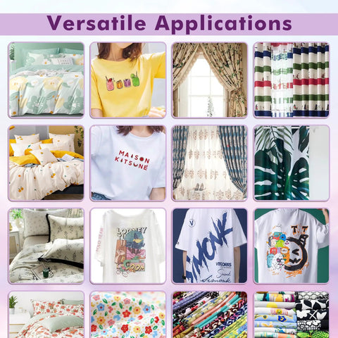 Collage showcasing Wide Format Sublimation Paper Roll 17 Inch Wide by 110 Feet Long 105gsm 3 Inch Core used on various DIY gifts and blanks