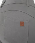 Back view of Tara High Waist Silicone Knee Patch Horse Riding Breeches For Women, Steel Grey, Size 26, showing back pocket detail.