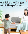 Child and parent with Back To School Kid Friendly Edge And Corner Guard Set For Furniture, safe play environment, Coffee Brown