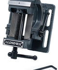 Heavy Duty Angle Drill Press Vise Three Inch Edition with powder coated cast iron build, 3 inch grip, and tilting lock.