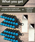 Six Pack 12 Gauge Shotgun Shell Holder Side Saddle Carrier for Stock with 6 holders, adhesive backing and Velcro straps
