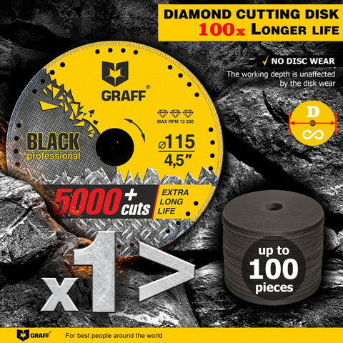 Black Diamond Cut Off Wheel 4.5 Inch For Angle Grinder Universal Metal Cutting Disc Dry Cut Steel Rebar Iron Aluminum Pipes 60x Longer Wheel Life Long Lasting Performance with diamond cutting disc and stack