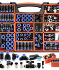 Top Notch 226Pcs Push Connect Air Fittings Kit With Nickel Plated Brass NPT And Metric Cross Adapters For Universal Pneumatic Tool Hookup In The Garage Or Shop, orange case