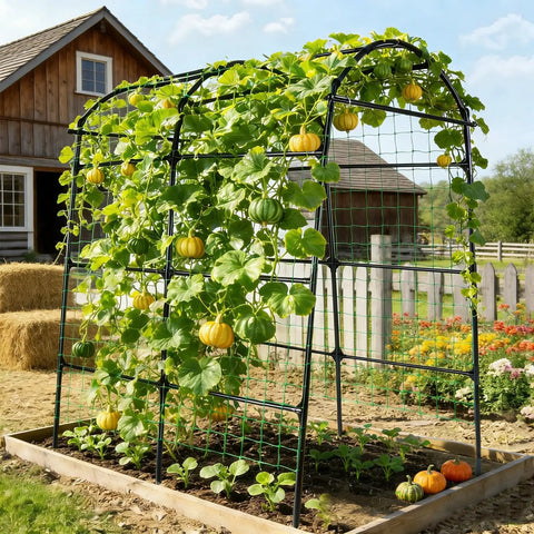 7 Ft Tall Garden Arch Tunnel Trellis For Climbing Plants, Easy Setup No Tools Needed Metal Walkway Arbor With Vines Growing