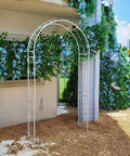 White Wedding Garden Arch Arbor With Curved Metal Archway For Climbing Plants Roses And Vines Backyard Patio Lawn Outdoor Ceremony Ready To Stand Up To Wind Heavy Duty Iron Frame With Powder Coating Anti Rust And Easy Setup
