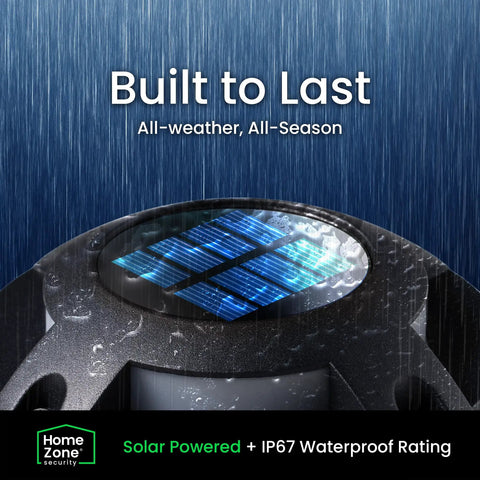 Close-up of Solar Deck Lights 4 Pack Outdoor With Auto On Sensor Waterproof Weather Resistant 40 Lumens Total Durable Aluminum Plastic Case in rain