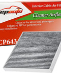 CP643 CF11643 cabin air filter replacement, shown with packaging for easy install in Audi A3 Q3 S3 RS3 TT and VW models 2015-2025