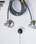 Cherne 1-1/4 In To 1-1/2 In Test Ball Plug for DWV systems installed beneath a sink with hoses and valves visible