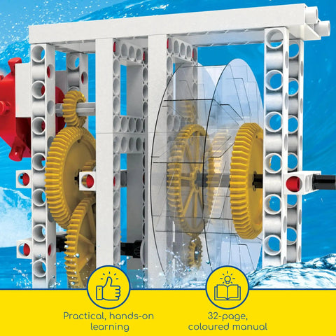 Hydropower Science Kit With 12 Hands On Experiments To Build Water Turbines Generate Electricity And Learn Renewable Energy And Environmental Science For Curious Kids And DIY Learners, plastic gears