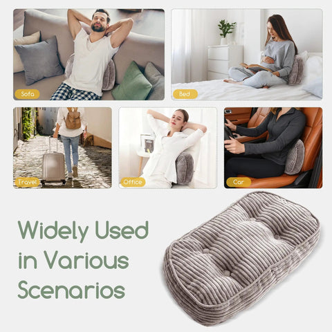 Lumbar Support Pillow For Your Recliner Accent Chair Couch Or Office Chair With Tufted Corduroy Back Cushion in various settings