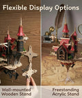 Epic 3D Wooden Puzzle Kit For Adults Steampunk Castle Model With LED Lights DIY Architectural Build For Display Decor And Gift Ideas 699 Pieces Great Gift For Puzzle Lovers on wall-mount and acrylic stand