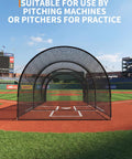 33 Foot Baseball Batting Cage With Frame And Net Full Enclosure For Backyard Practice in a baseball field