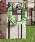 Freestanding Garden Hose Organizer With Black Powder Coat Finish Heavy Duty Detachable Hose Stand Holds 150 Ft Of Hose