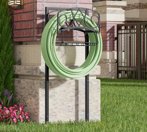 Freestanding Garden Hose Organizer With Black Powder Coat Finish Heavy Duty Detachable Hose Stand Holds 150 Ft Of Hose