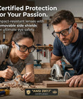 Heavy Duty Photochromic Safety Glasses With ANSI Z87 Approval, light adapting lenses protect while woodworking.