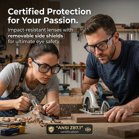 Heavy Duty Photochromic Safety Glasses With ANSI Z87 Approval, light adapting lenses protect while woodworking.
