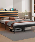 14 Inch Full Size Metal Platform Bed Frame Featuring A Tall Headboard, Rock Solid Steel Slat Support, Built In LED Lighting And Dual USB Ports, Spacious Under Bed Storage, Zero Box Spring Drama, Smooth Noise Free Sleep, And Easy Peasy Setup in modern bedroom setting.