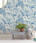 Indigo Empress Garden Peel And Stick Wallpaper Blue Floral Look For Walls Easy Application And Repositionable No Residue Removable