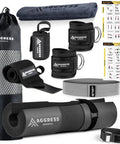 Hip Thrust Barbell Pad Set With Squat Pad, Two Ankle Straps, Hip Resistance Bands, Gym Carry Bag And Towel displayed