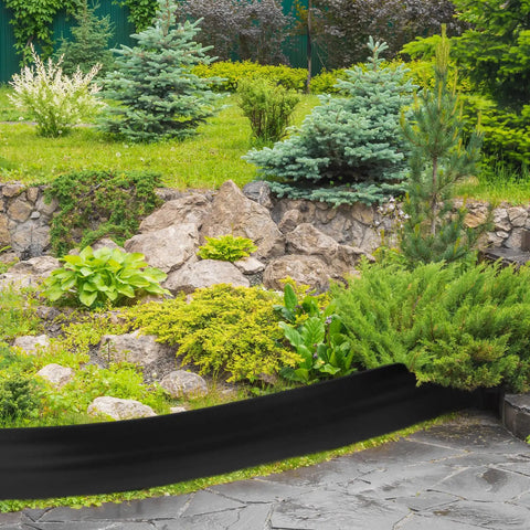 8 Inch Tall 33 Ft Garden Landscape Edging Kit With Hammer And Stakes Black Plastic Border For Lawn And Flower Beds installation