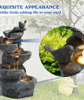 5 Tier Cascading Rock Water Fountain With LED Lights For Outdoor And Indoor Use, Resin Water Feature, garden setting