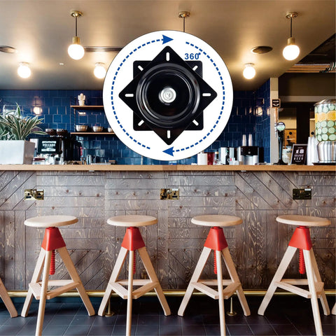 Beefy 13 Inch Lazy Susan Hardware Turntable Bearings with Zinc Plate Black Square Swivel for Bar Stools and Chairs