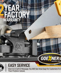 Person using four and a half inch bench vise with heavy duty forged steel construction built in pipe jaw and swivel base