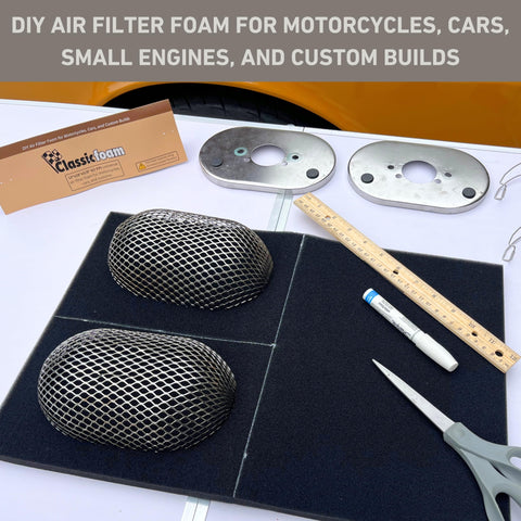 Universal DIY Air Filter Foam Sheet For Motorcycles Dirt Bikes Classic Cars ATVs UTVs SXS And Small Engines with mesh covers