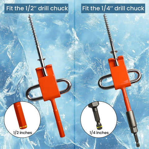 Ice Anchor Tool Kit For Cold Weather Fishing And Camping Beefy Stainless Steel Tent Stakes With Drill Adapter
